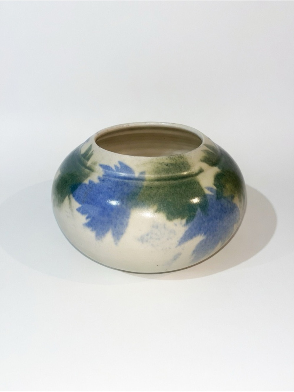 Vintage Signed "Anita" Studio Pottery Leaf Vase - Mid-Century Modern